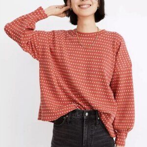 Madewell Floral Jacquard Puff-Sleeve Pullover Top/ Sweatshirt